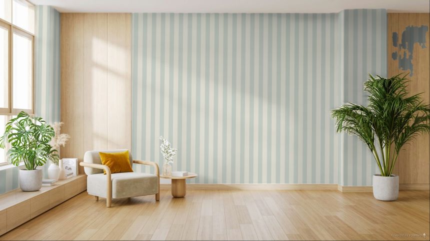 Pale blue striped wallpaper, fabric imitation, AT4028, Atmosphere, Grandeco