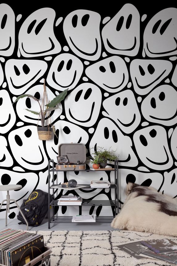 Black and white wall mural, Smileys, ML3101 Mural Joung edition Grandeco