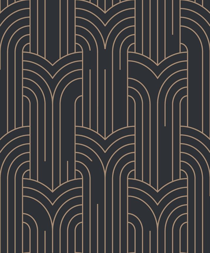 Black geometric wallpaper, Art Deco, M42119, Elegance, Ugepa