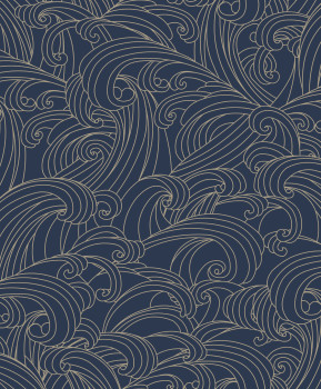 Blue wallpaper, sea waves, M62901, Elegance, Ugepa
