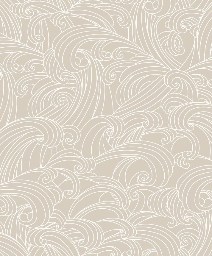 Beige wallpaper, sea waves, M62907, Elegance, Ugepa