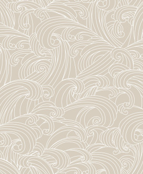 Beige wallpaper, sea waves, M62907, Elegance, Ugepa