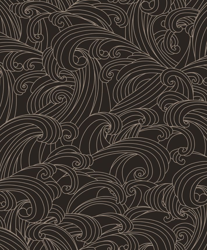 Black wallpaper, sea waves, M62919, Elegance, Ugepa