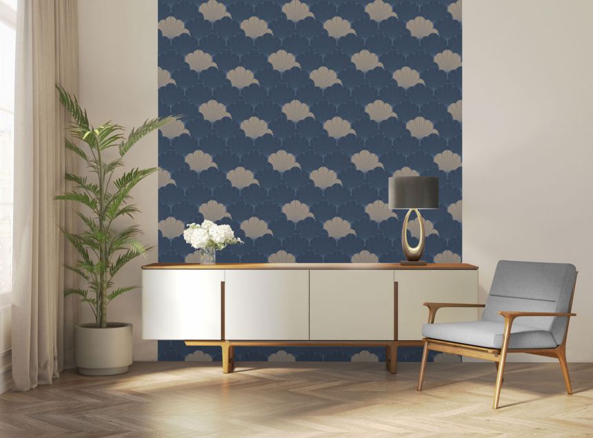 Blue-gold floral wallpaper, M64001, Elegance, Ugepa