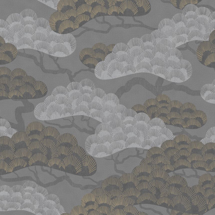 Grey-black wallpaper, twigs, trees, M64419, Elegance, Ugepa