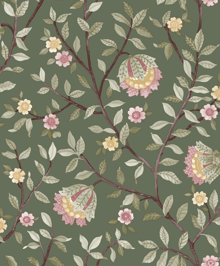 Green floral wallpaper, B19984D, Botanique, Ugepa