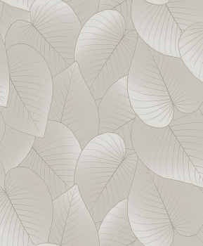 Grey-beige wallpaper with leaves, B21207  Botanique  Ugepa