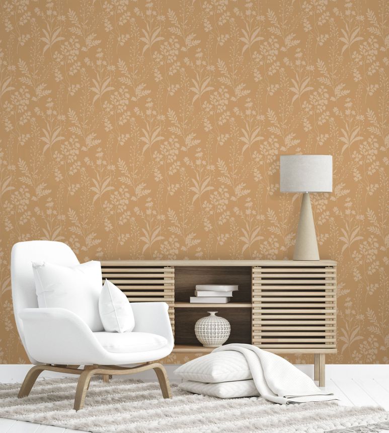 Brown-beige wallpaper, leaves, M52802, Botanique, Ugepa