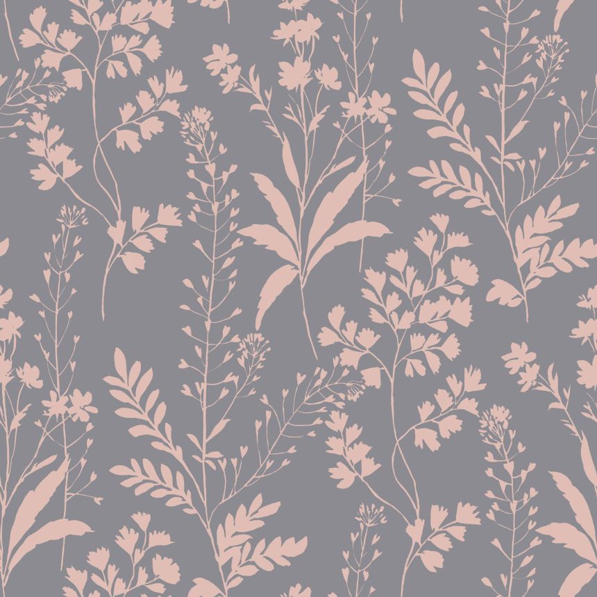 Grey-pink wallpaper, leaves, M52803, Botanique, Ugepa