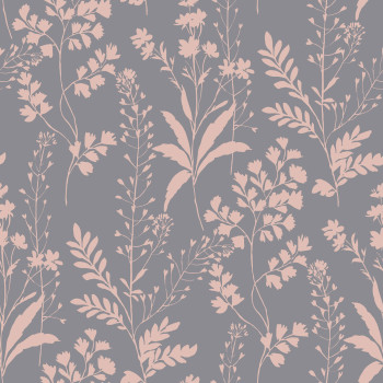 Grey-pink wallpaper, leaves, M52803, Botanique, Ugepa
