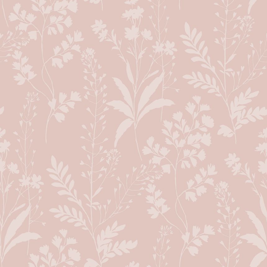 Pink wallpaper, leaves, M52813, Botanique, Ugepa