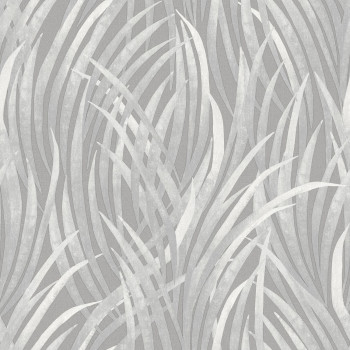 Gray wallpaper, leaves of grass,  M64509, Botanique, Ugepa