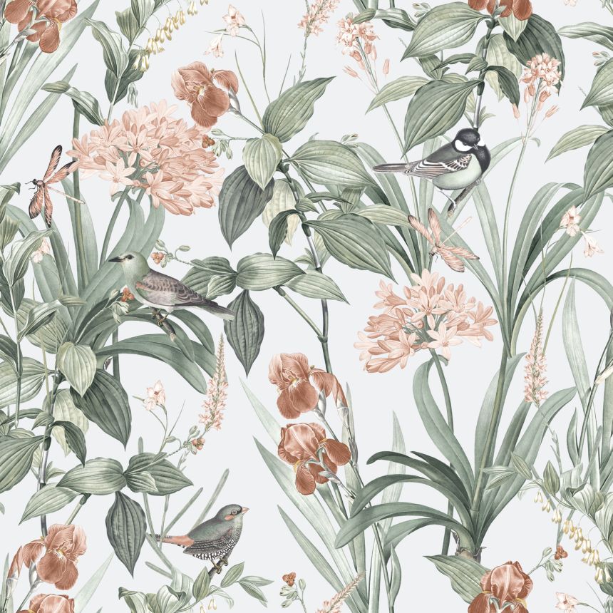 Wallpaper with flowers and birds, M64794D, Botanique, Ugepa