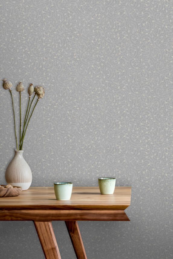 Gray wallpaper with twigs, M67499D, Botanique, Ugepa