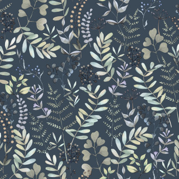 Blue wallpaper, leaves, M68501, Botanique, Ugepa