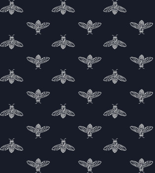 Blue wallpaper with bees, 118546, Joules, Graham&Brown
