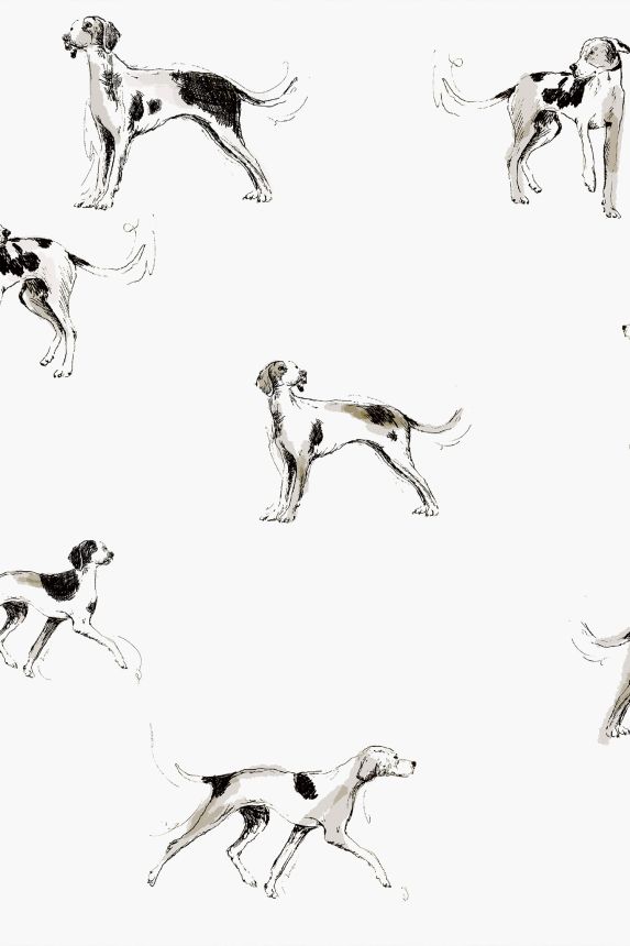 White wallpaper with dogs, 118559, Joules, Graham&Brown