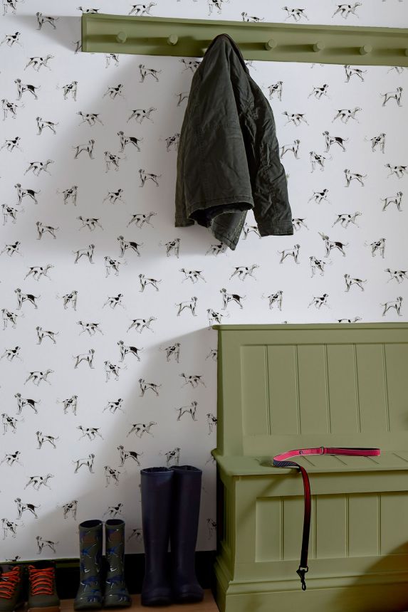 White wallpaper with dogs, 118559, Joules, Graham&Brown