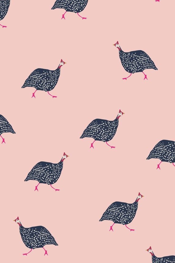 Pink wallpaper, Guinea fowl, 118566, Joules, Graham&Brown