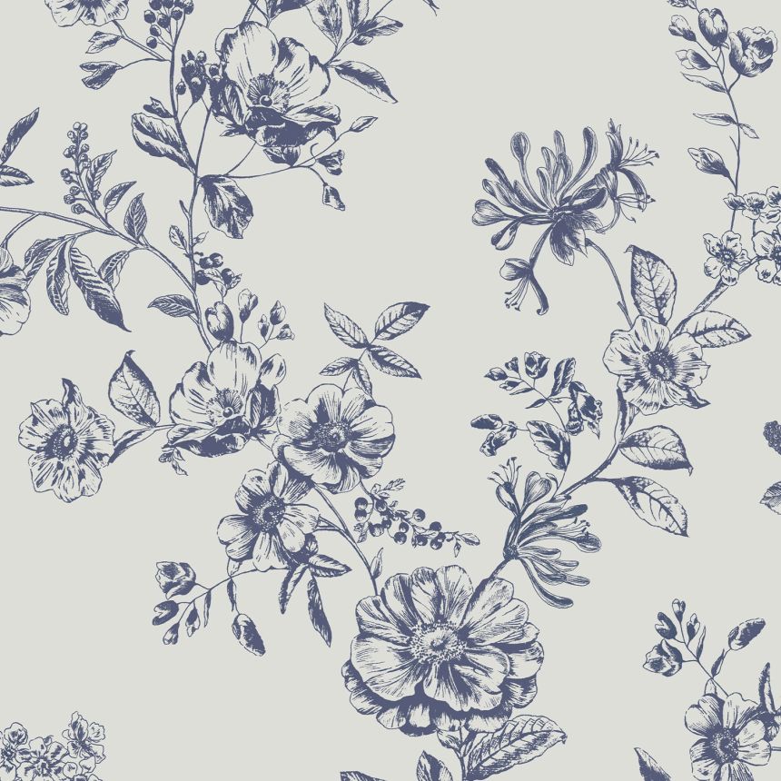 Blue-white floral wallpaper, 118554, Joules, Graham&Brown