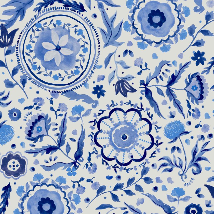 Blue-white floral wallpaper, 120881, Joules, Graham&Brown
