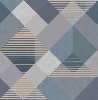 Blue-gold geometric pattern wallpaper, 118707, Vavex 2025