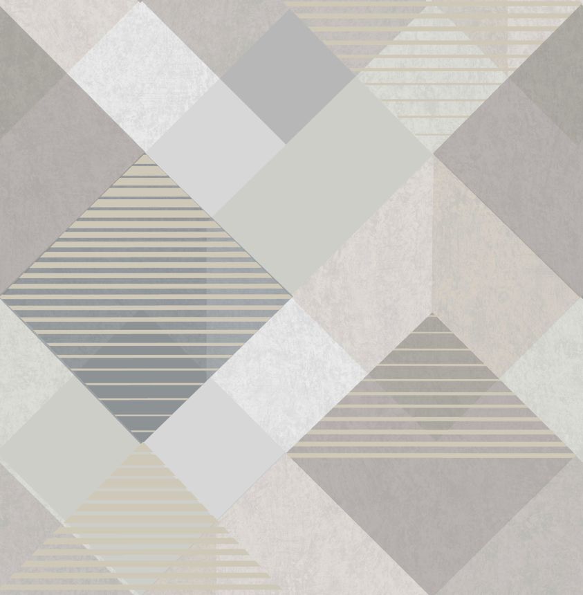 Gray-beige geometric pattern wallpaper, 118708, Vavex 2025
