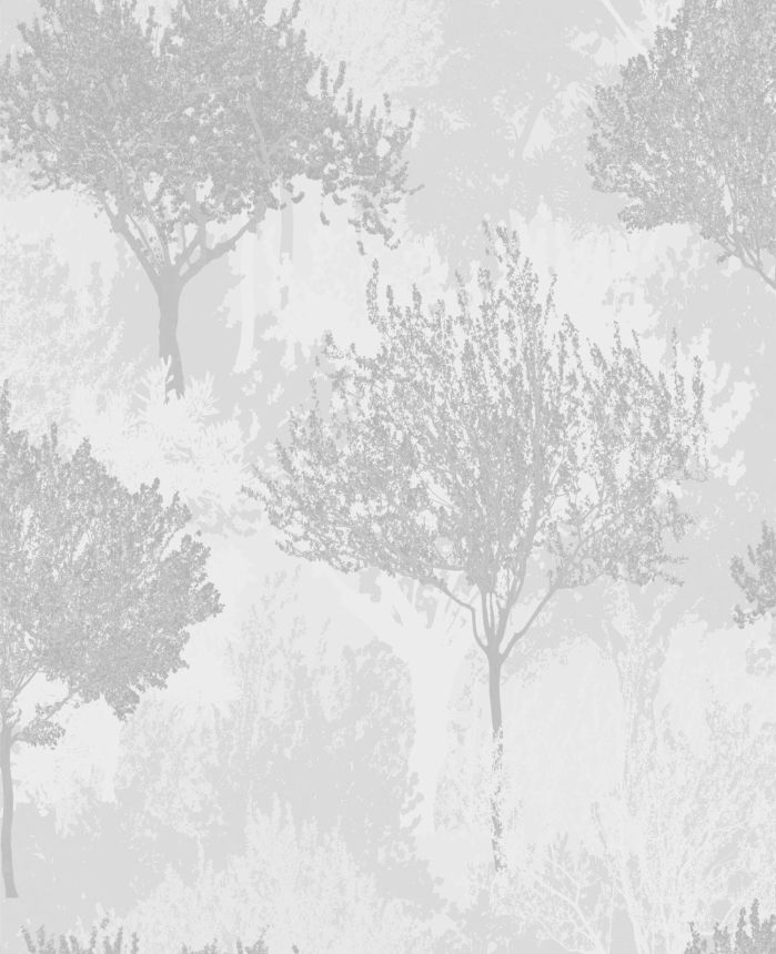 Gray wallpaper with trees and silver glitters, 118705, Zen, Superfresco Easy