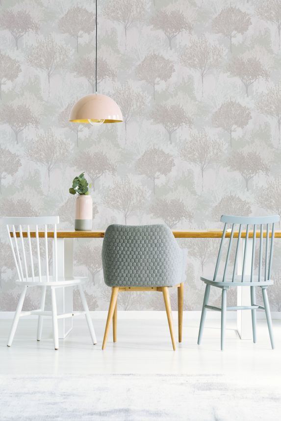 Gray and mauve wallpaper with trees, 118714, Zen, Superfresco Easy
