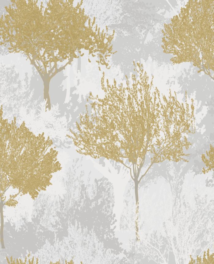 Gray-mustard wallpaper with trees, 119561, Zen, Superfresco Easy