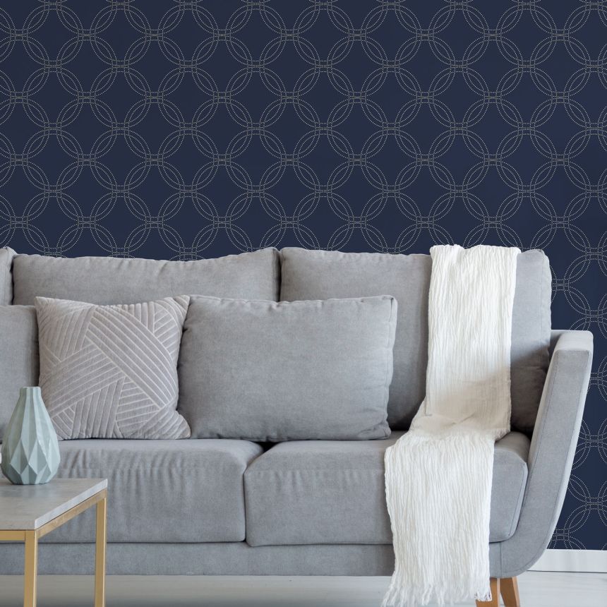 Blue-gold geometric pattern wallpaper, 114870, Vavex 2025