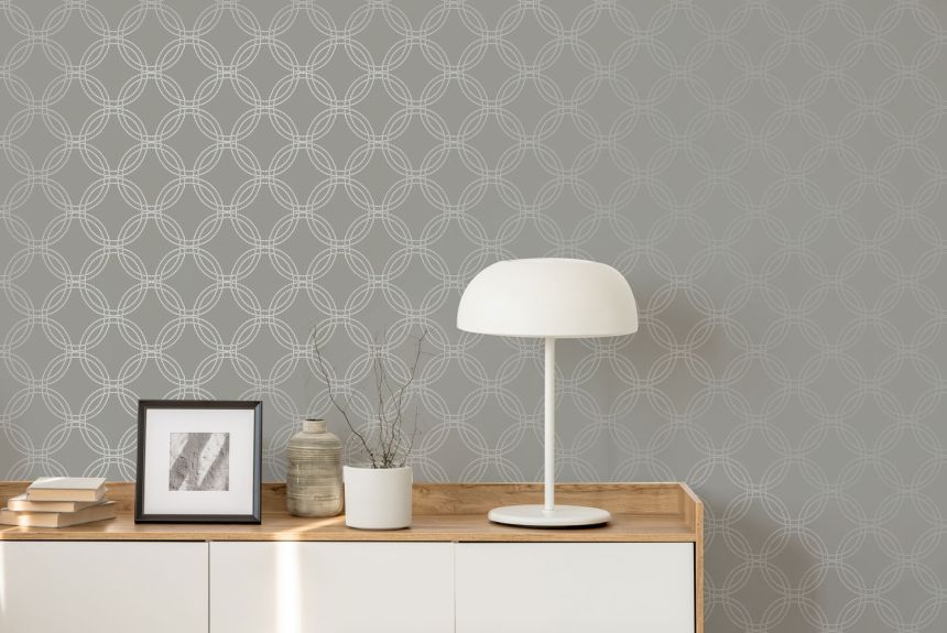 Gray-silver geometric pattern wallpaper, 120140, Vavex 2025