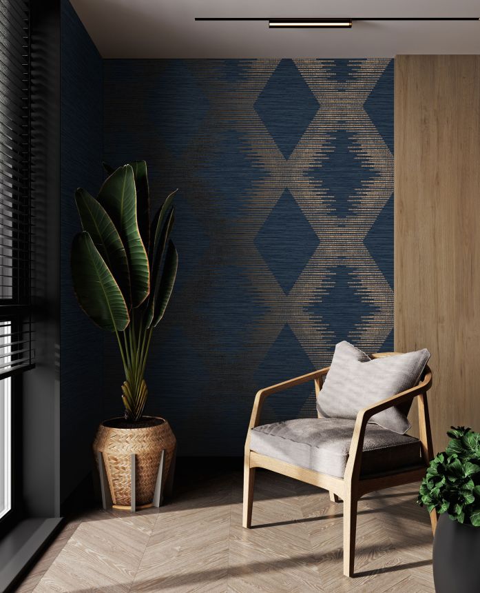 Blue geometric pattern wallpaper, 120721, Vavex 2025
