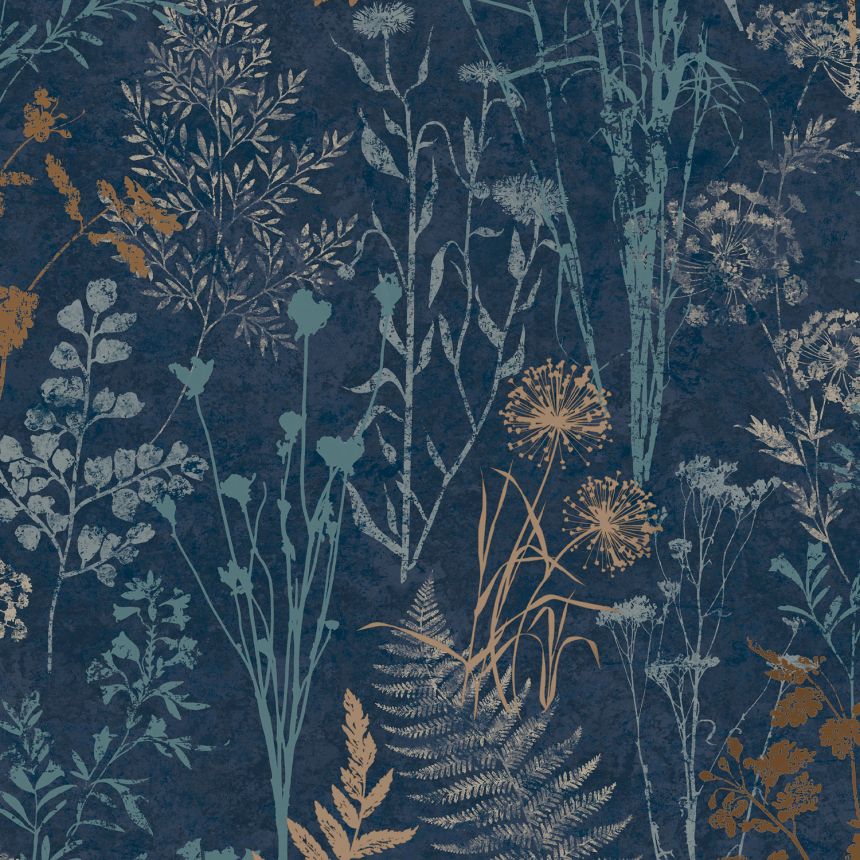Blue wallpaper, flowers, leaves, 120719, Zen, Superfresco Easy