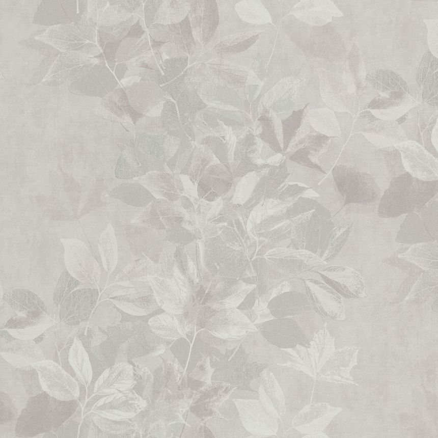 Grey-beige wallpaper with leaves, TI2004, Time 2025, Grandeco