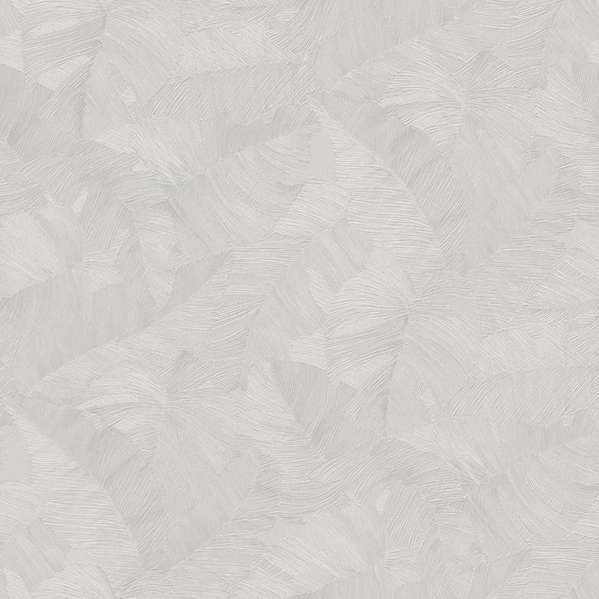 Grey-beige wallpaper with embossed leaves, TI2105, Time 2025, Grandeco