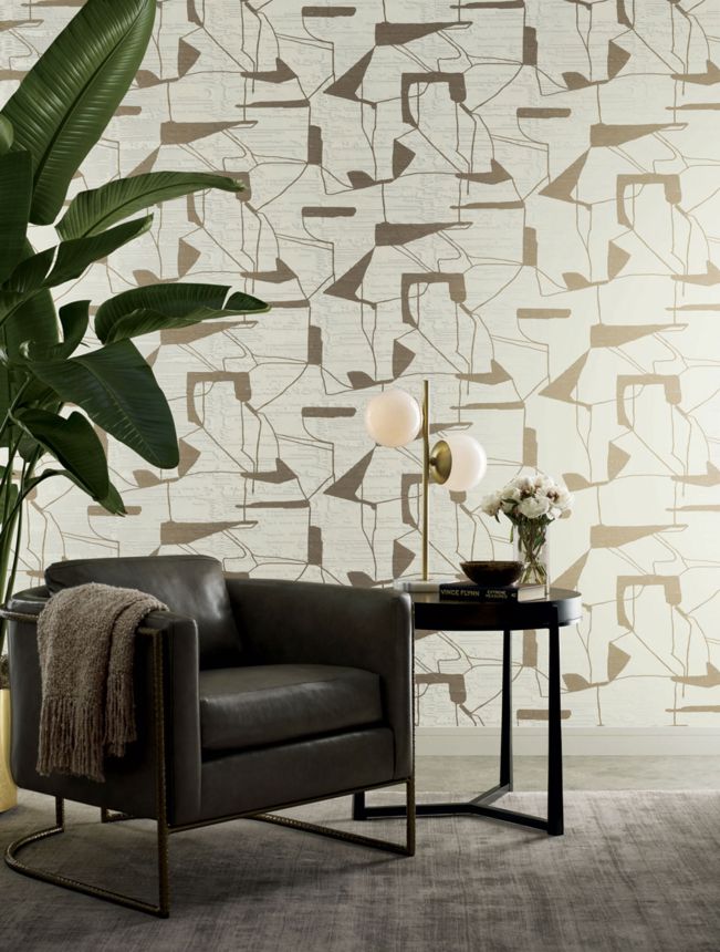 Cream-gold geometric wallpaper, MD7113, Modern Metals, York