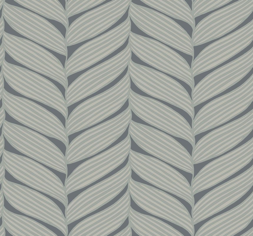 Grey-silver wallpaper, leaves, MD7163, Modern Metals, York