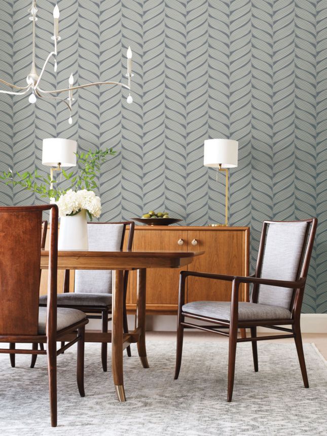 Grey-silver wallpaper, leaves, MD7163, Modern Metals, York