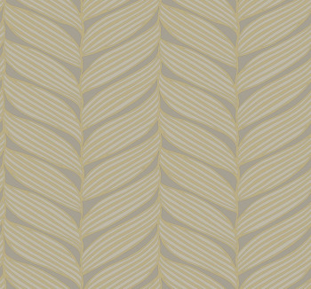 Gray-gold wallpaper, leaves, MD7164, Modern Metals, York