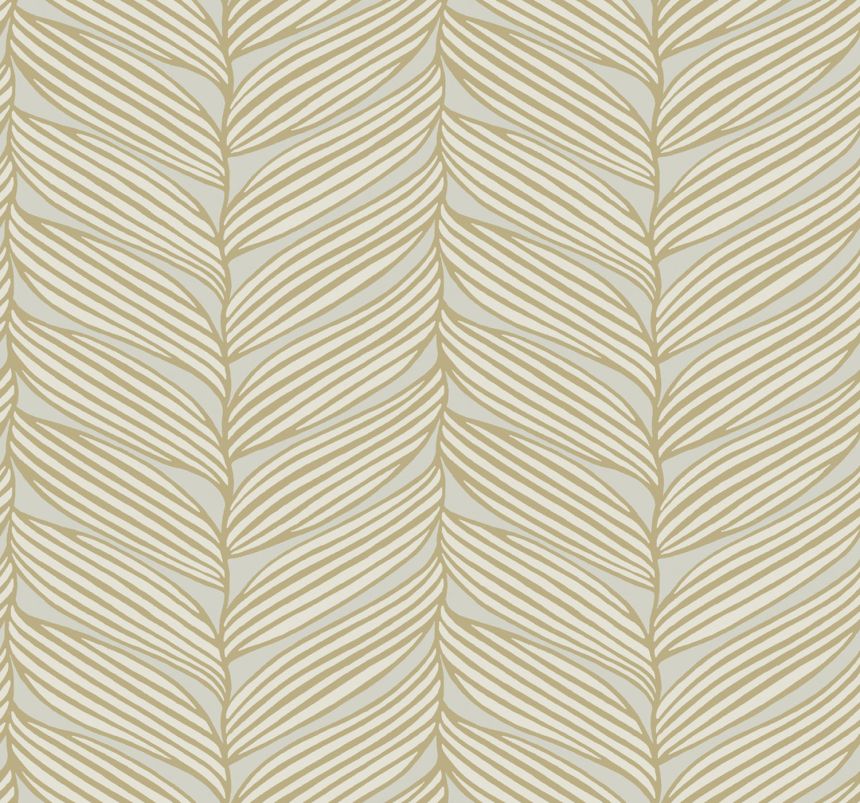 Gray-gold wallpaper, leaves, MD7162, Modern Metals, York