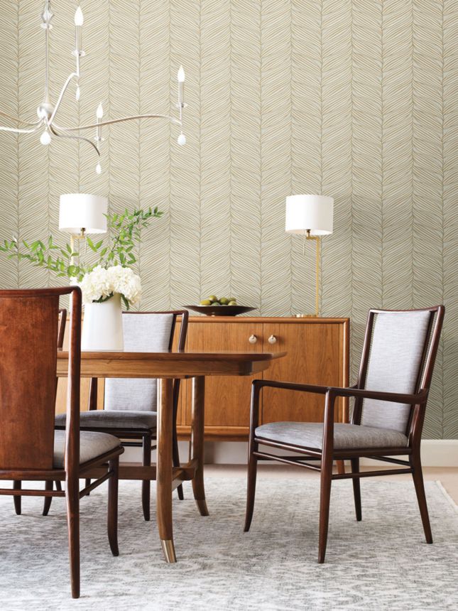 Gray-gold wallpaper, leaves, MD7162, Modern Metals, York