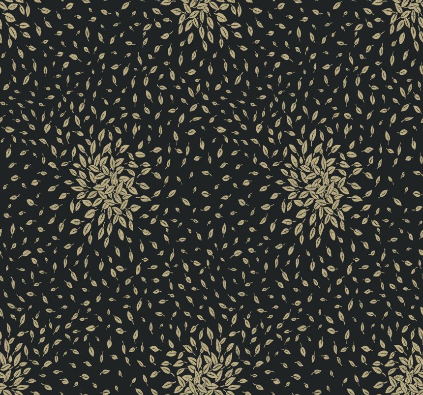 Black-gold wallpaper with leaves, MD7102, Modern Metals, York