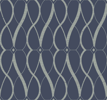 Blue-silver geometric wallpaper, MD7174, Modern Metals, York