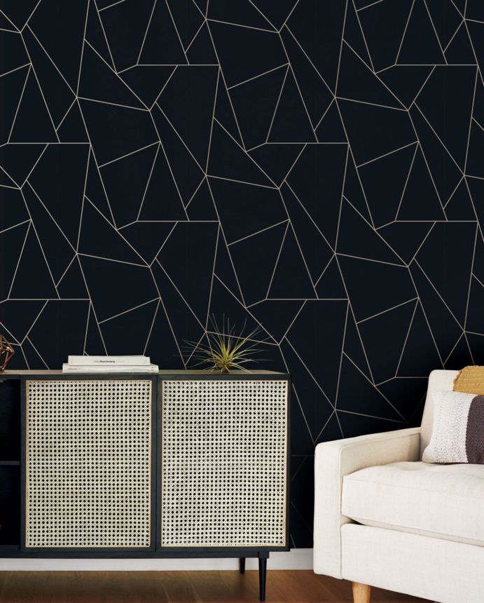 Black-gold geometric wallpaper, MD7181, Modern Metals, York