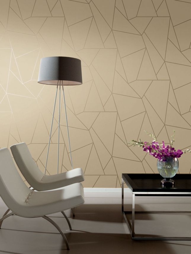 Beige-gold geometric wallpaper, NW3500, Modern Metals, York
