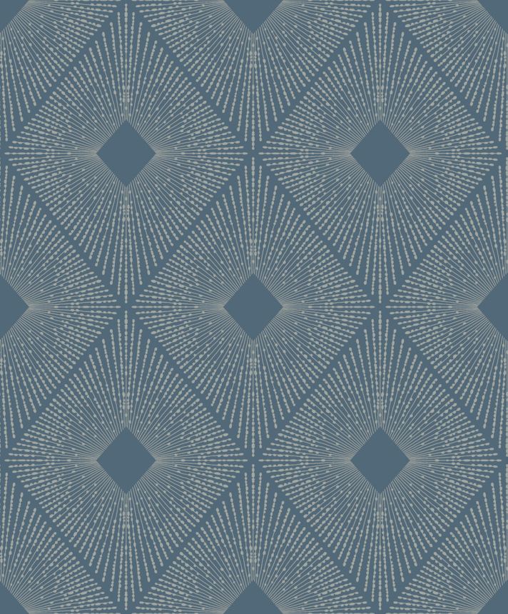 Blue-silver geometric wallpaper, MD7131, Modern Metals, York