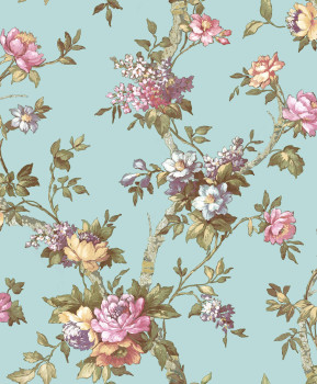 Pale blue non-woven floral wallpaper, 84002, Blooming Garden, Cristiana Masi by Parato