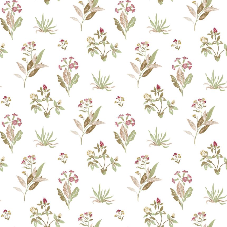 White wallpaper with floral pattern, 84011, Blooming Garden, Cristiana Masi by Parato