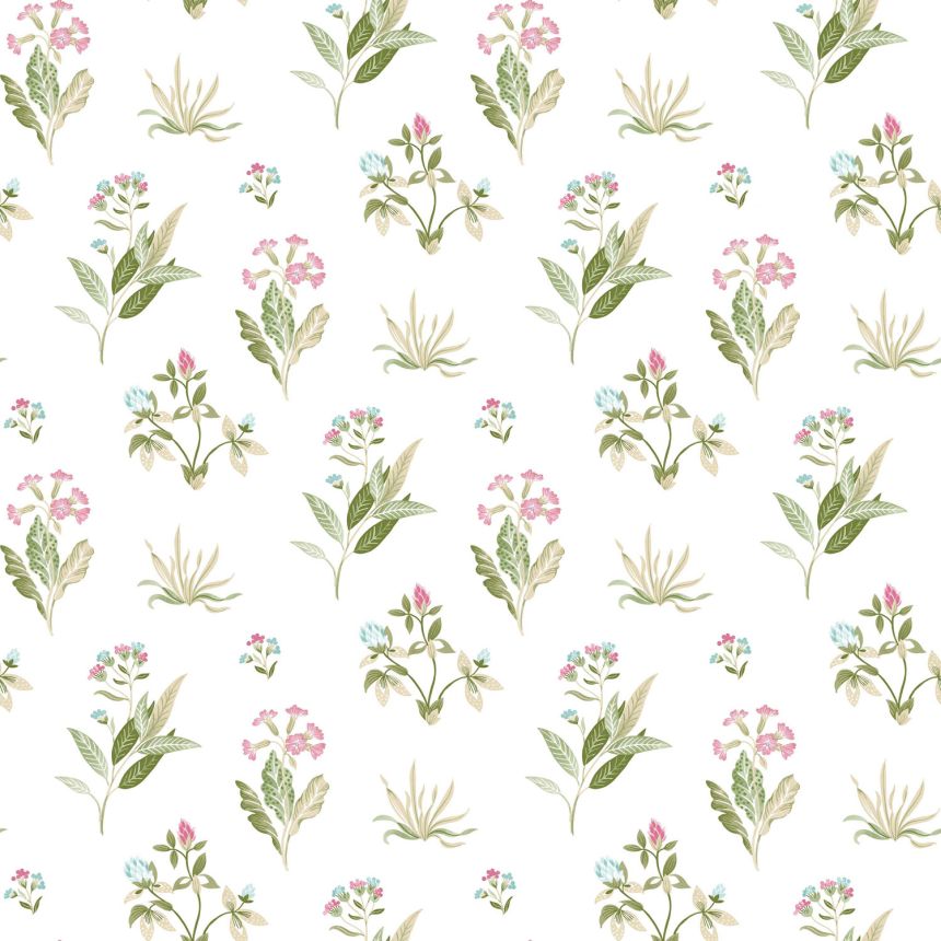 White wallpaper with floral pattern, 84012, Blooming Garden, Cristiana Masi by Parato